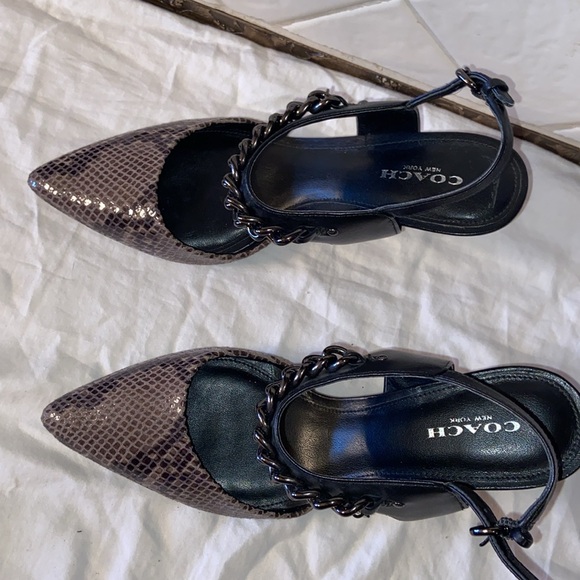NWOB Coach Garland Slingback Snake Print Chain Pumps - Picture 4 of 10